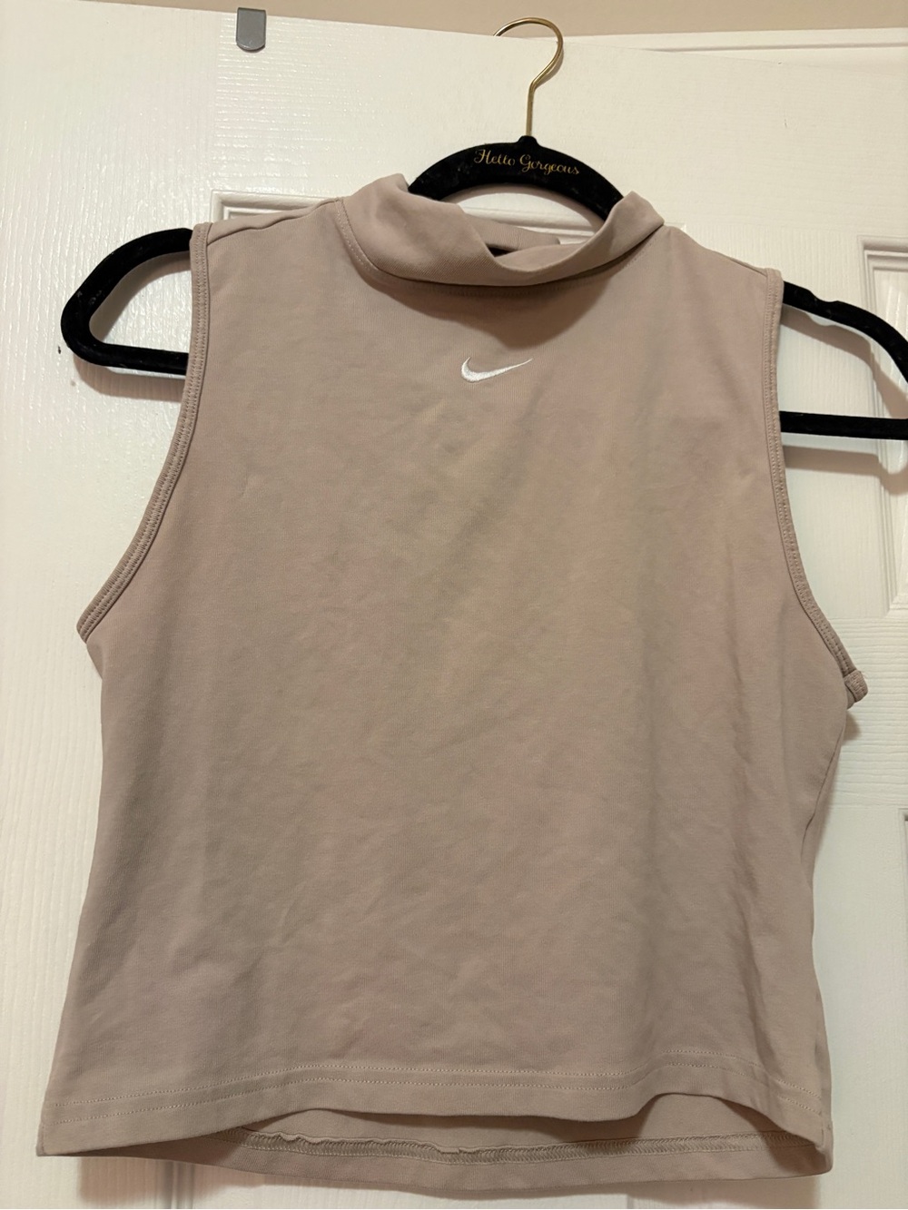 Nike Women’s Sleeveless Mock Neck Tank in Taupe